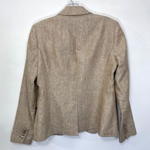 J Crew Campbell Tan 100% Linen Blazer Single Nautical Button G0993 Size 6 - Picture 3 of 7